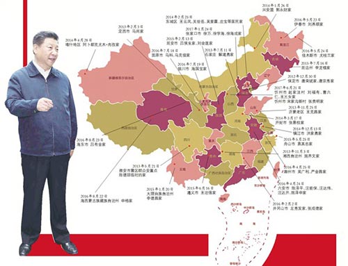 习近平“走亲戚”路线图。 习近平“走亲戚”路线图。