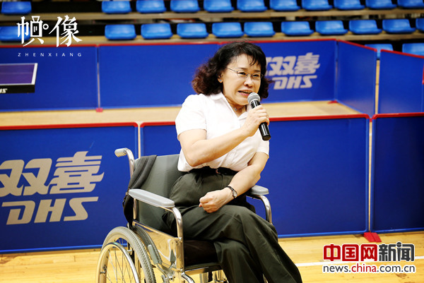 中国残联主席、中国残奥会主席张海迪在第七届残疾人健身周推广日活动现场致辞。中国网记者 王梦泽 摄