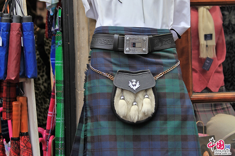 爱丁堡街头贩卖的苏格兰裙