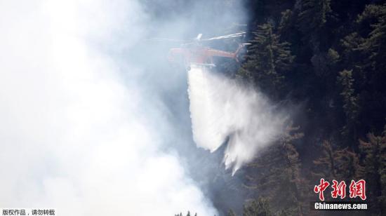 资料图：当地时间10月17日，美国加州山火灭火工作持续进行中。