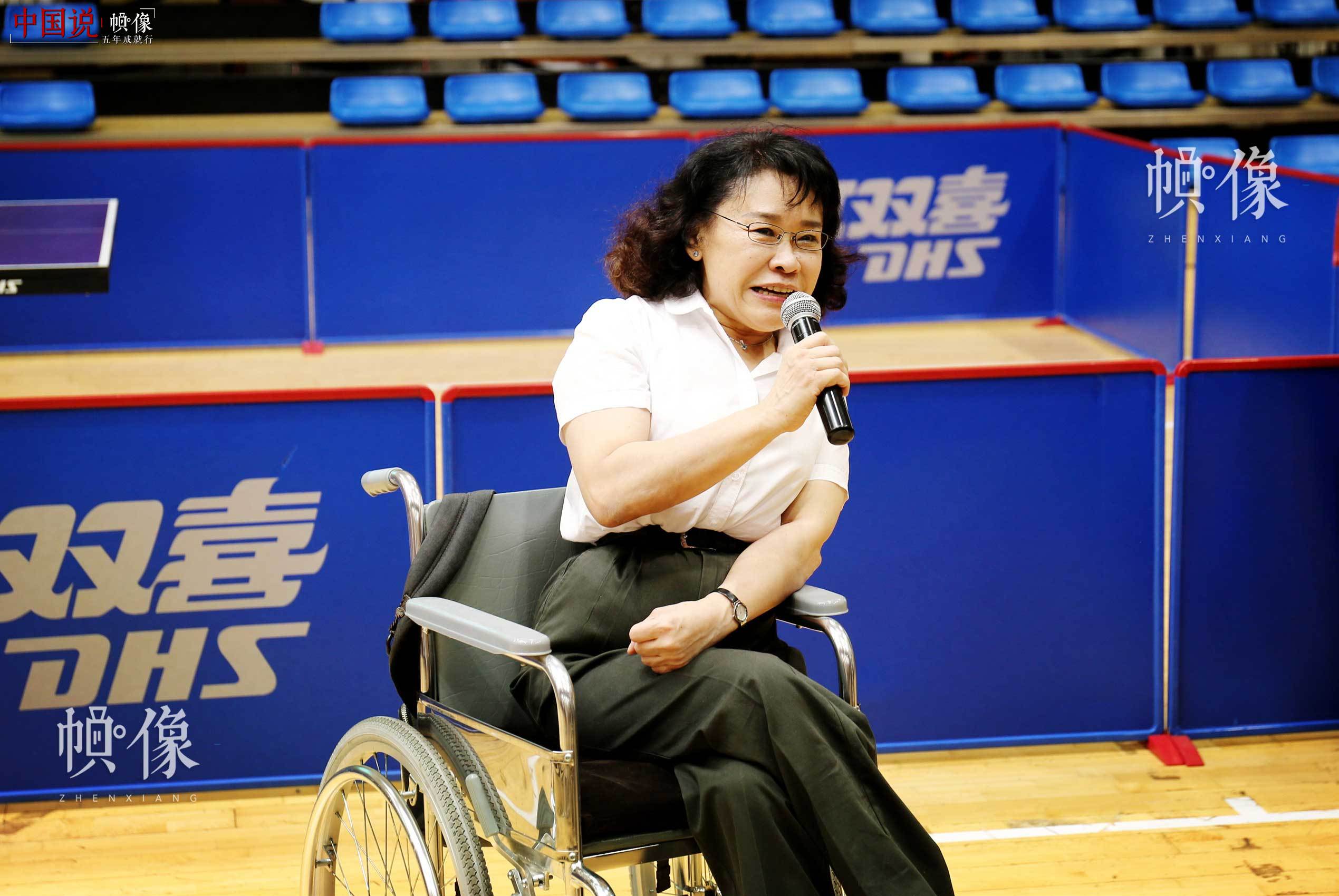 中国残联主席、中国残奥会主席张海迪在第七届残疾人健身周推广日活动现场致辞。中国网记者 王梦泽 摄
