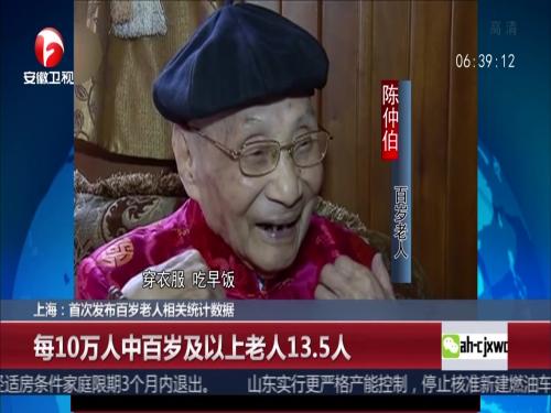 上海：首次发布百岁老人相关统计数据