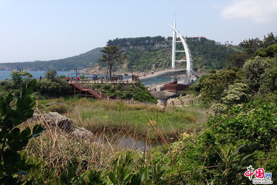 新缘桥横跨于西归浦海港与鸟岛之间