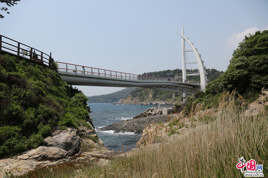 新缘桥横跨于西归浦海港与鸟岛之间