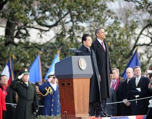 الرئيس الامريكى يقيم مراسم استقبال فى البيت الابيض للترحيب بالرئيس الصينى (صور)