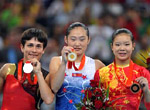 JO-2008/gymnastique artistique: la Coréenne Hong Un Jong décroche la médaille d'or du saut de cheval femmes
