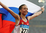La Russe Olga Kaniskina remporte la médaille d'or du 20km marche femmes aux JO de Beijing