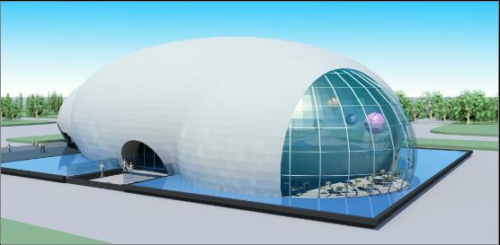 Mis en construction du pavillon météorologique de l'Expo 2010