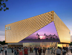 Cérémonie de la pose de la première pierre du pavillon pétrolier de Chine