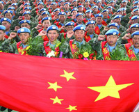 Départ de soldats chinois pour une mission de maintien de la paix de l'ONU en RDCongo