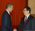 Hu Jintao et Barack Obama en conférence de presse