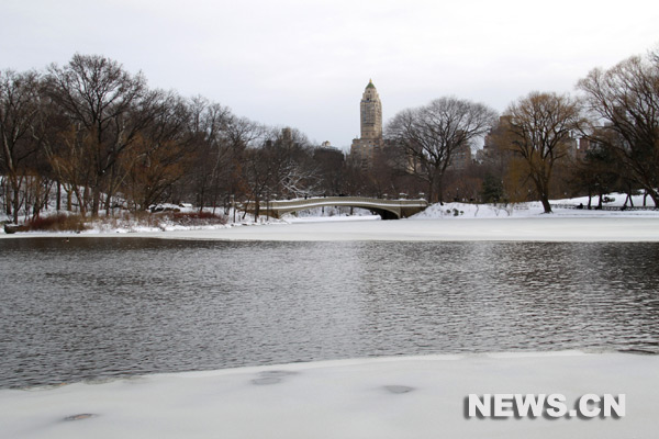 Une tempête de neige s'est abattue sur New York dimanche, recouvrant la ville d'un manteau blanc.