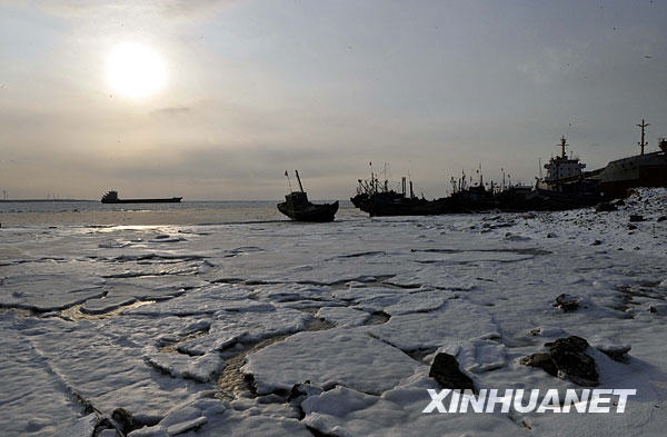 Des bateaux de pêche bloqués dans le golfe de Laizhou.
