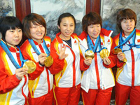 Retour triomphal de la délégation chinoise des Jeux olympiques d'hiver 2010