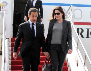 Arrivée du président français Nicolas Sarkozy à Xi'an