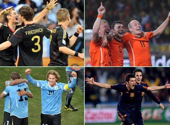 Mondial 2010: résultats de quarts de finale et programme pour les demi-finales et la finale