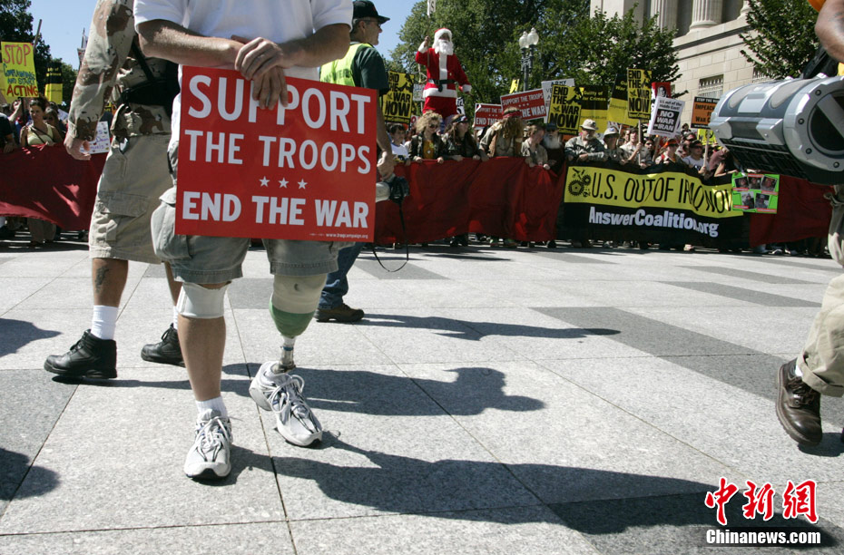 En septembre 2007, les vétérans américains manifestent à Washington contre la guerre en Irak. 