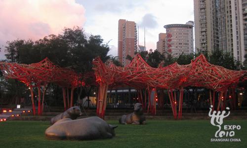 Profusion de sculptures dans le parc Jing'an