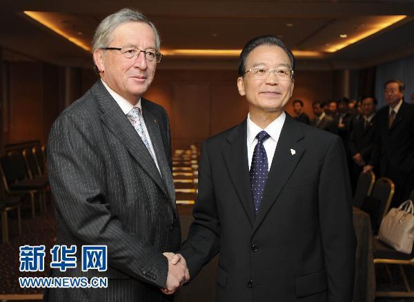 Wen Jiabao et Jean-Claude Juncker,président de l'Eurogroupe et PM luxembourgeois 