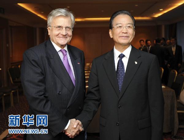 Wen Jiabao et Jean-Claude Trichet, président de la banque centrale européenne 