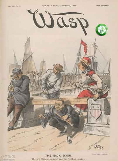 3. « The Back Door », illustration américaine publiée vers la fin du 19e siècle, et montrant la situation des immigrés chinois.
