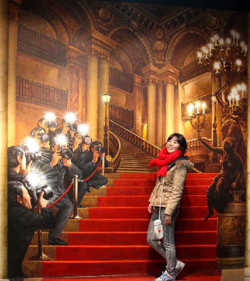 Une exposition de peintures en trompe-l'œil à Séoul(1)