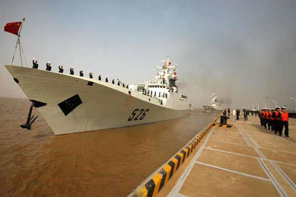  Le 21 février, les deux missiles « Wenzhou » et « Ma'anshan » sont prêts à partir pour le golfe d'Aden depuis Zhoushan, dans la province du Zhejiang.