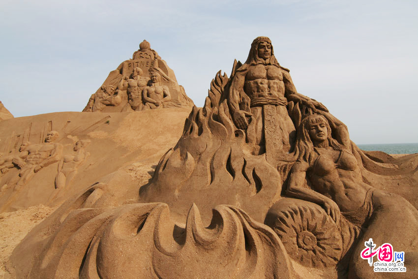 La sculpture sur sable « La force et la beauté », photo prise le 14 juin.