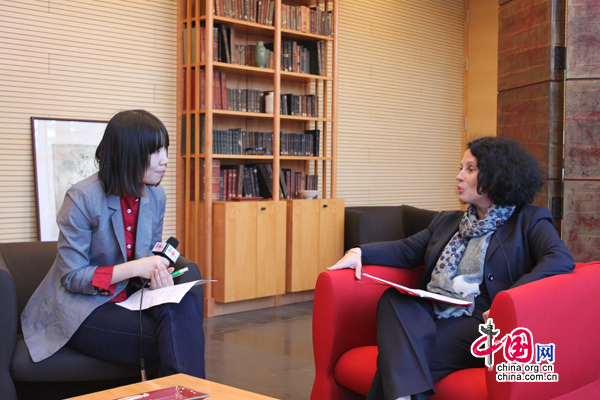 Le 7 décembre, Mme Sylvie Bermann, ambassadeur de France en Chine, accorde une interview exclusive à China.org.cn. (Crédit photo: Zhu Ying/China.org.cn)