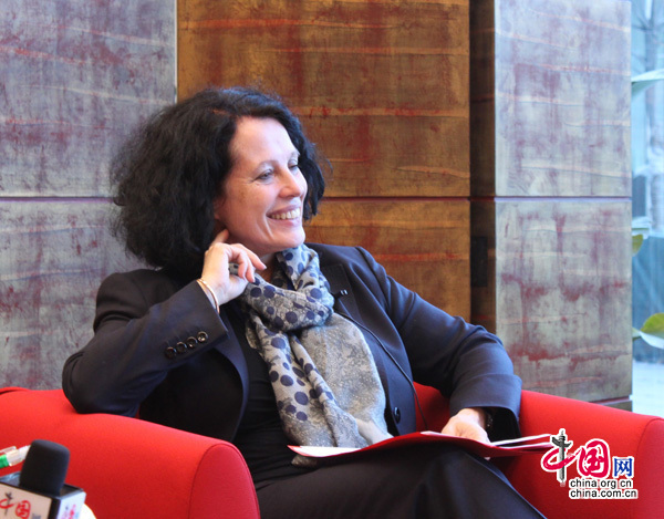 Le 7 décembre, Mme Sylvie Bermann, ambassadeur de France en Chine, accorde une interview exclusive à China.org.cn. (Crédit photo: Zhu Ying/China.org.cn)