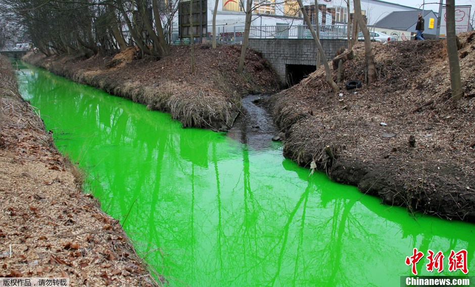 Un cours d'eau contaminé par la pollution chimique en Allemagne