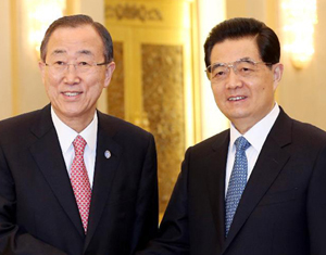 Le président chinois Hu Jintao rencontre Ban Ki-moon