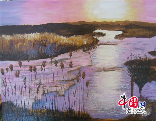 Une peinture sur les paysages du Ningxia (crédit photo: Lisa Carducci)