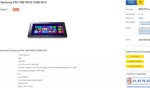 Samsung : le prix de l'Ativ Tab sur Windows 8 RT est-il fixé à 650 euros ?