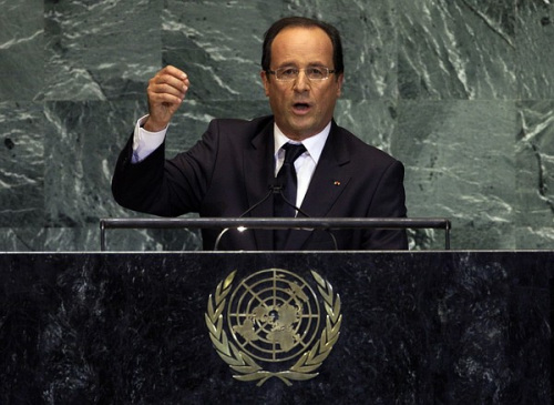 Le 25 septembre, le président français François Hollande a participé à la 67e Assemblée générale des Nations unies et y a prononcé un discours lors du débat général.