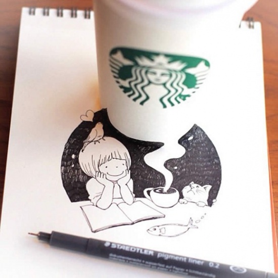 Des dessins intéressants sur les gobelets de Starbucks 2