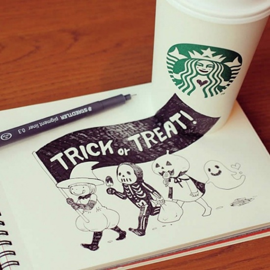Des dessins intéressants sur les gobelets de Starbucks 4