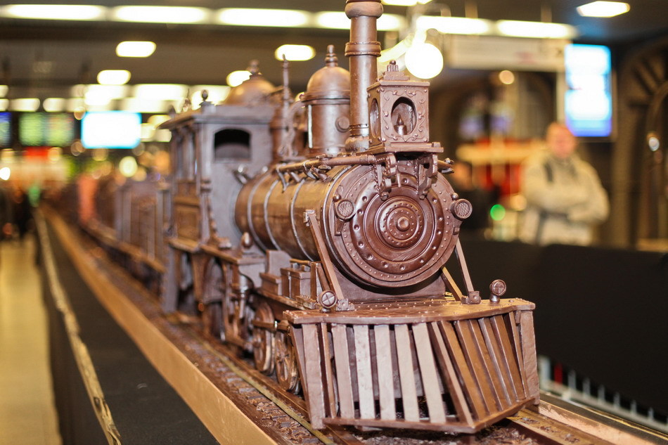 Un train miniature en chocolat à Bruxelles