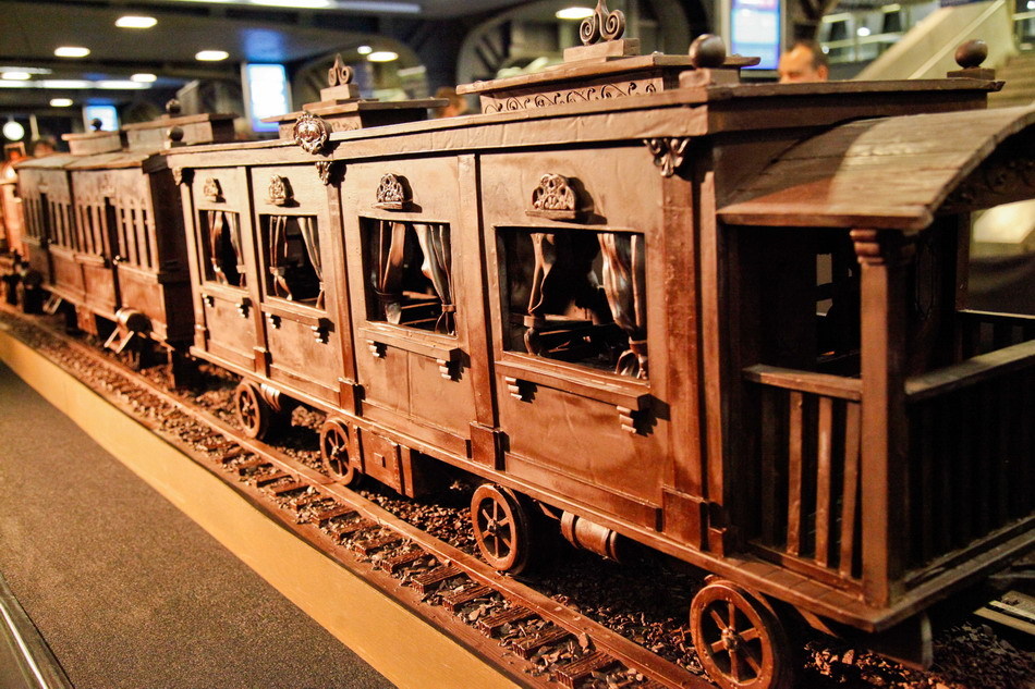 Un train miniature en chocolat à Bruxelles