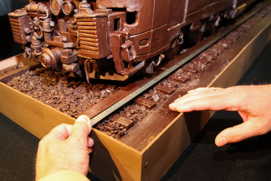 Un train miniature en chocolat à Bruxelles