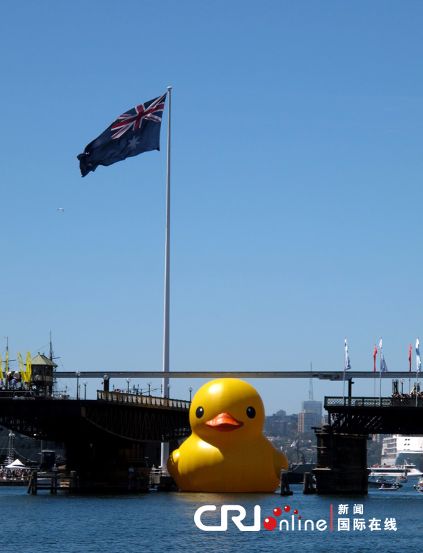 Un canard géant flotte dans le port de Sydney