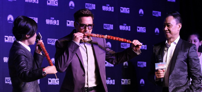 Robert Downey Jr. présent à l'avant-première d'Iron Man 3 en Chine