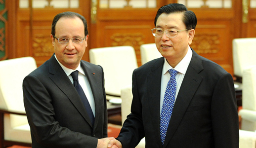 Chine/France : Zhang Dejiang rencontre François Hollande
