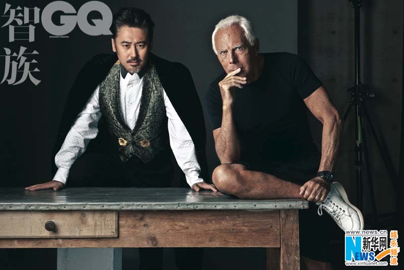 Wu Xiubo pose avec Giorgio Armani pour GQ
