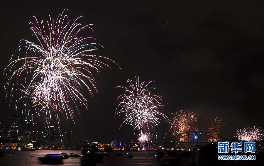 Le 1er janvier 2014, des feux d&apos;artifices au port de Sydney en Australie.