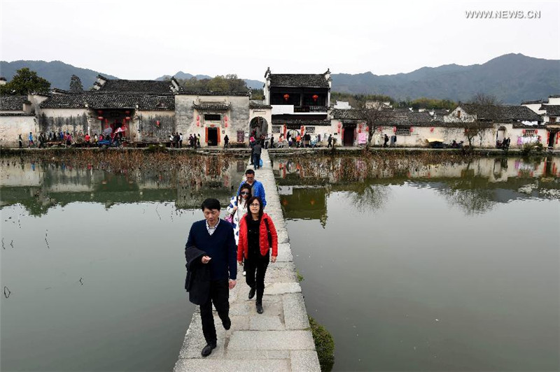 Paysage de printemps dans le village de Hongcun