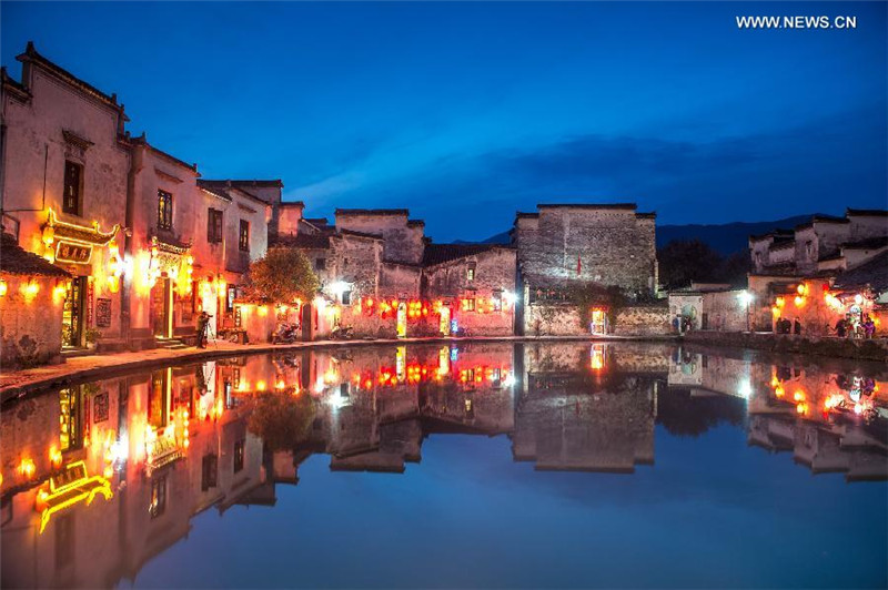 Paysage de printemps dans le village de Hongcun