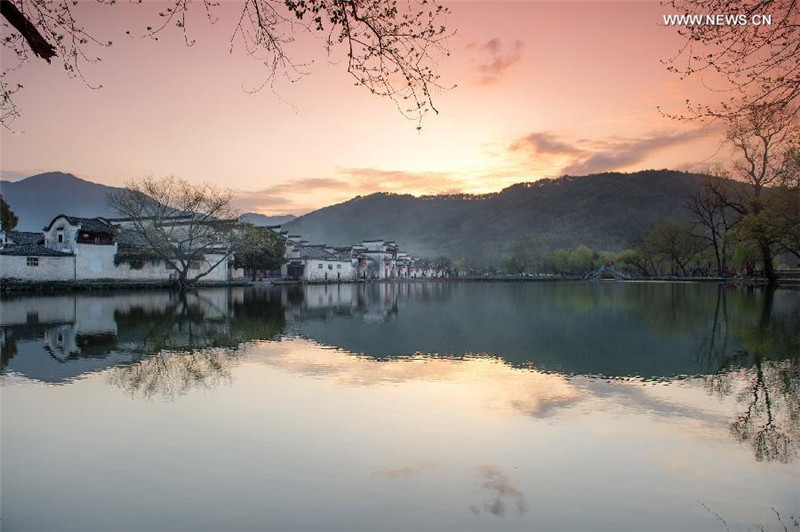 Paysage de printemps dans le village de Hongcun