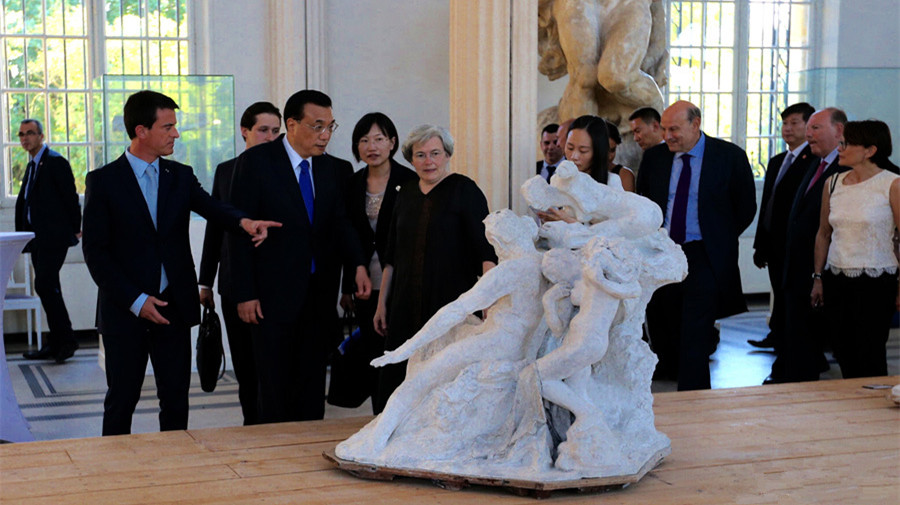 Le premier ministre Li Keqiang et son homologue français au Musée Rodin