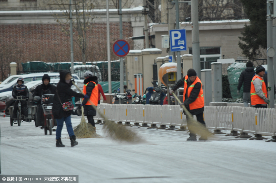Beijing recouverte d'un fin manteau de neige